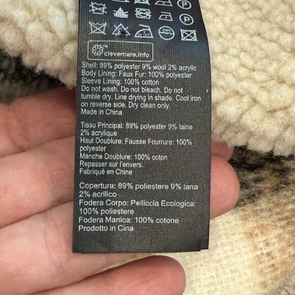 All Saints Cayuga Jacket Mens Medium Ecru Plaid Wool Blend Lined Shacket Button - Picture 8 of 16